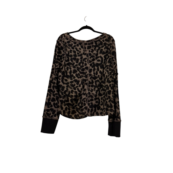 SHEIN Tops - Women's SHEIN Plus Long Sleeve Thermal 2X Brown Black Leopard Print